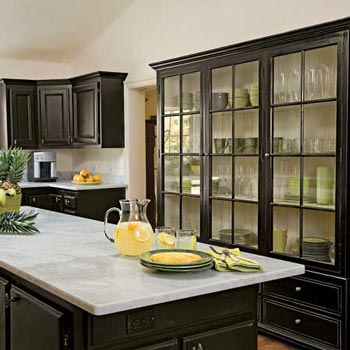 A full kitchen with black cabinets can be a much harder change down the road. 