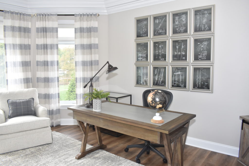 gray and taupe home office 