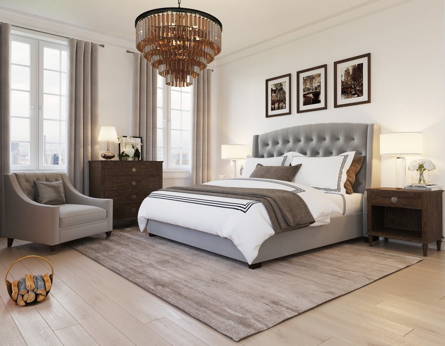Beige and gray bedroom mooresville interior design master suite 
