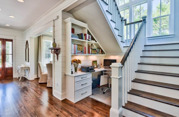 home office on lake norman interior designer mooresville under the stairs office 