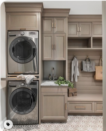 interior designers can make laundry rooms beautiful and functional .