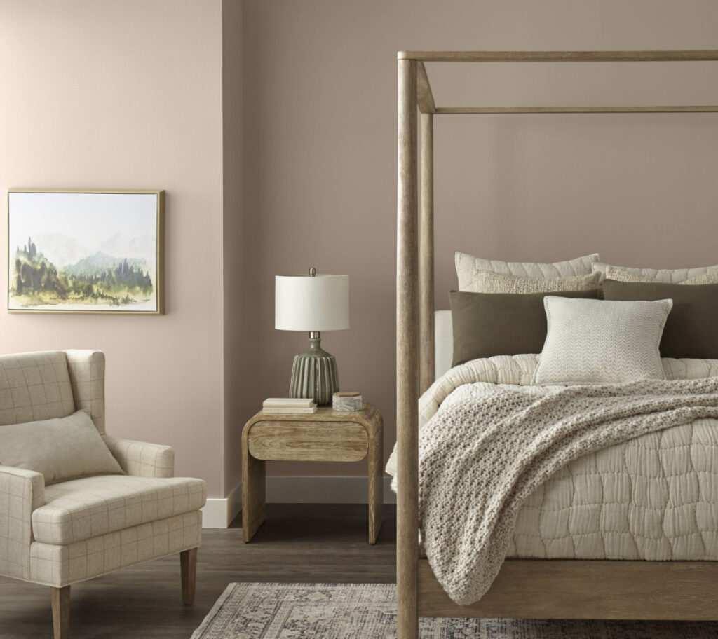 Sutton Place Design and Build shows how to use the April color from sherwin Williams, sashay spring in the bedroom 